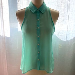 AÉROPOSTALE Gauzy Sleeveless Button Up, Sz S
